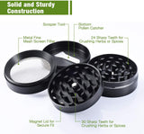 IKICH Grinder Grinder 4 Teilig Crusher Herb Pipe Gras Mühle Kitchen Grinder Metall für Tabak,Spice, Kräuter, Gewürze,Herb,Pollen 50mm Schwarz
