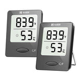 Habor Thermometer Indoor (2 Pack), Superior Mini Digital Hygrometer Indoor Accurate Humidity Monitor Gauge for House, Office, Greenhouse, Home (2.3X1.8inch, Black)