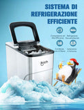 Macchina Del Ghiaccio IKICH, Macchina per il Ghiaccio, 9 Cubetti di Ghiaccio in 6-12 Minuti, 12kg, Fabbricatore di Ghiaccio 2 Formati, 150W, Non necessita di impianto idraulico, Ice Maker Machine