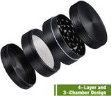 IKICH Grinder Grinder 4 Teilig Crusher Herb Pipe Gras Mühle Kitchen Grinder Metall für Tabak,Spice, Kräuter, Gewürze,Herb,Pollen 50mm Schwarz