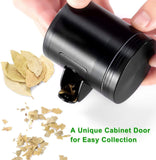 IKICH Spice Herb Grinder【Upgraged Version】 4-Layer 3-Chamber Tobacco Herb Grinder, 4-Piece 2" Heavy Duty Anodized Aluminum with Cabinet Door, 54 Sharper Teeth Cleaning Scraper, Black