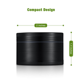 Herb Grinder, IKICH Spice Grinder 2" Tobacco Spice Herb Grinder with Pollen Scraper, 4 Layers & 3-Chambers with Powerful Magnetic Lid, 24 Razor-Sharp Teeth, Made of Zinc Alloy, Smellproof - Black