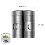 IKICH 2.4'' Spice Herb Grinder with Visible Window, Hollow-carved Design and Chamber Door for Kitchen and Outdoor