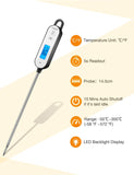 Habor 130 Upgraded Waterproof Turkey Meat Cooking Thermometer with Backlight & Hold Function, Super Long Digital Instant Read Food Thermometer for Kitchen Grilling Candy Water Milk BBQ Temperature