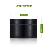 IKICH Spice Herb Grinder, 4 Piece 2" Grinder with Pollen Scraper, 4-in-1 Premium Zinc Alloy Spice Herb Grinder with Razor-sharp Teeth and Pollen Catcher (Black)