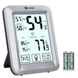 Habor Hygrometer Indoor Thermometer with Jumbo Touchscreen and Backlight, Room Thermometer Humidity Gauge Indicator for Home Office Greenhouse Cellar (4.3 X 3.3 Inch)