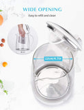 Habor 1.7L 1500W Electric Glass Kettle with Visible Blue Lights Bright Glass Body, Auto Shut-Off Boil-Dry Protection, White