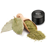Herb Grinder, IKICH Spice Grinder 2" Tobacco Spice Herb Grinder with Pollen Scraper, 4 Layers & 3-Chambers with Powerful Magnetic Lid, 24 Razor-Sharp Teeth, Made of Zinc Alloy, Smellproof - Black