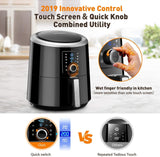 OMORC Air Fryer, 6 Quart, 1800W Fast Large Hot Air Fryers & Oilless Cooker w/Presets, LED Touchscreen(for Wet Finger)/Roast/Bake/Keep Warm, Suitable for Dishwasher, Nonstick