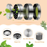 IKICH Spice Herb Grinder, 4 Pieces 2" Tobacco Heavy Duty Solid Grinder with Magnetic Lid/Razor-Sharp Teeth/Zinc Alloy Material Made - Sliver Gary