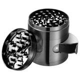 IKICH 2.4'' Spice Herb Grinder with Visible Window, Hollow-carved Design and Chamber Door for Kitchen and Outdoor
