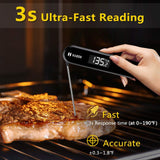 Habor Rechargeable Meat Thermometer, IPX7 Waterproof Candy Thermometer, 3Seconds Instant Read with Sensitive Touchable Button for Home Kitchen Food Turkey Milk Outdoor BBQ Grill Smoker Milk Yogurt
