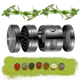 IKICH 2.4'' Spice Herb Grinder with Visible Window, Hollow-carved Design and Chamber Door for Kitchen and Outdoor