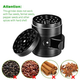 IKICH Herb and Spice Kitchen Grinder with Pollen Catcher, 4-Piece 2" Heavy Duty Anodized Aluminum with Scrapper and Easy Access Window