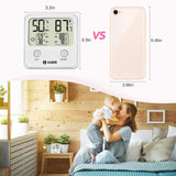 Habor Large LCD Screen Temperature Humidity Monitor High Accuracy Room Thermometer Hygrometer Indicator for Home Office Greenhouse Cellar, (3.3 X 3.2 Inch) Light White