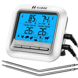 Habor 063 BBQ Thermometer, Digital Cooking Meat Thermometer, Instant Read Food Thermometer with Large LCD Backlight & Timer Mode for Kitchen Smoker Oven Grill Turkey Beef Candy Milk Water(Dual Probes)