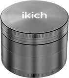 IKICH Spice Herb Grinder, 4 Piece 2" Grinder with Pollen Scraper, 4-in-1 Premium Zinc Alloy Spice Herb Grinder with Razor-sharp Teeth and Pollen Catcher (Nickel Black)