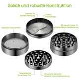 IKICH Grinder Herb Grinder Crusher 4 Teiliger Pollen Cruncher Premium Gewuerzmuehle Pipe Gras Mühle Kitchen Metal Grinder Für Tabak,Spice,Kräuter,Gewürze,Herb,Kaffee Nickel-Schwarz