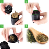 IKICH Herb and Spice Kitchen Grinder with Pollen Catcher, 4-Piece 2" Heavy Duty Anodized Aluminum with Scrapper and Easy Access Window