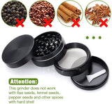 IKICH Grinder Grinder 4 Teilig Crusher Herb Pipe Gras Mühle Kitchen Grinder Metall für Tabak,Spice, Kräuter, Gewürze,Herb,Pollen 50mm Schwarz