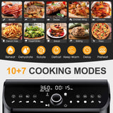IKICH Air Fryer Oven, 12QT 1500W Electric Large Hot Air Fryer, 10+7 Presets & Cooking Modes, w/LED Touchscreen, Dehydrator & Rotisserie with Skewer Rack, Removal Tool, Cookbook