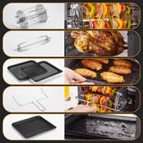 IKICH Air Fryer Oven, 12QT 1500W Electric Large Hot Air Fryer, 10+7 Presets & Cooking Modes, w/LED Touchscreen, Dehydrator & Rotisserie with Skewer Rack, Removal Tool, Cookbook