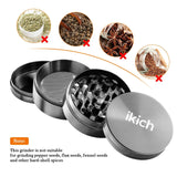 IKICH Spice Herb Grinder, 4 Piece 2" Grinder with Pollen Scraper, 4-in-1 Premium Zinc Alloy Spice Herb Grinder with Razor-sharp Teeth and Pollen Catcher (Nickel Black)