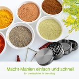 IKICH Grinder Herb Grinder Crusher 4 Teiliger Pollen Cruncher Premium Gewuerzmuehle Pipe Gras Mühle Kitchen Metal Grinder Für Tabak,Spice,Kräuter,Gewürze,Herb,Kaffee Nickel-Schwarz