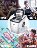 Macchina Del Ghiaccio IKICH, Macchina per il Ghiaccio, 9 Cubetti di Ghiaccio in 6-12 Minuti, 12kg, Fabbricatore di Ghiaccio 2 Formati, 150W, Non necessita di impianto idraulico, Ice Maker Machine