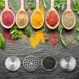 IKICH Spice Herb Grinder, 4 Piece 2" Grinder with Pollen Scraper, 4-in-1 Premium Zinc Alloy Spice Herb Grinder with Razor-sharp Teeth and Pollen Catcher (Nickel Black)