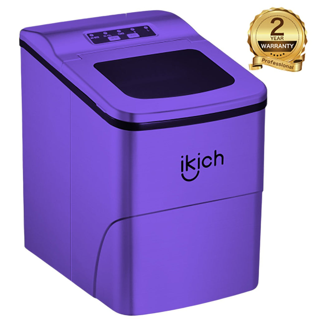 Macchina Del Ghiaccio IKICH, Macchina per il Ghiaccio, 9 Cubetti di Ghiaccio in 6-12 Minuti, 12kg, Fabbricatore di Ghiaccio 2 Formati, 150W, Non necessita di impianto idraulico, Ice Maker Machine