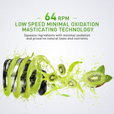 Slow Juicer, IKICH 64RPM Golden Ratio Speed Slow Masticating Juicer with Juice Recipes , 200W Quiet Efficient Motor, Reverse Function, BPA-Free, FDA Approved, Cold Press Juicer with Safe Lock, Brush