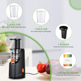 Slow Juicer, IKICH 64RPM Golden Ratio Speed Slow Masticating Juicer with Juice Recipes , 200W Quiet Efficient Motor, Reverse Function, BPA-Free, FDA Approved, Cold Press Juicer with Safe Lock, Brush